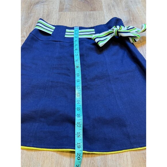 Lilly Pulitzer Navy A-Line Skirt Sz 4 With Striped Waistband & Bow Accent Cotton - Picture 6 of 6